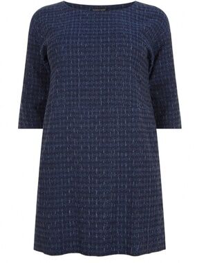 Eileen Fisher Shizuku Jacquard Mini Dress In Indigo Blue Small Organic  Cotton